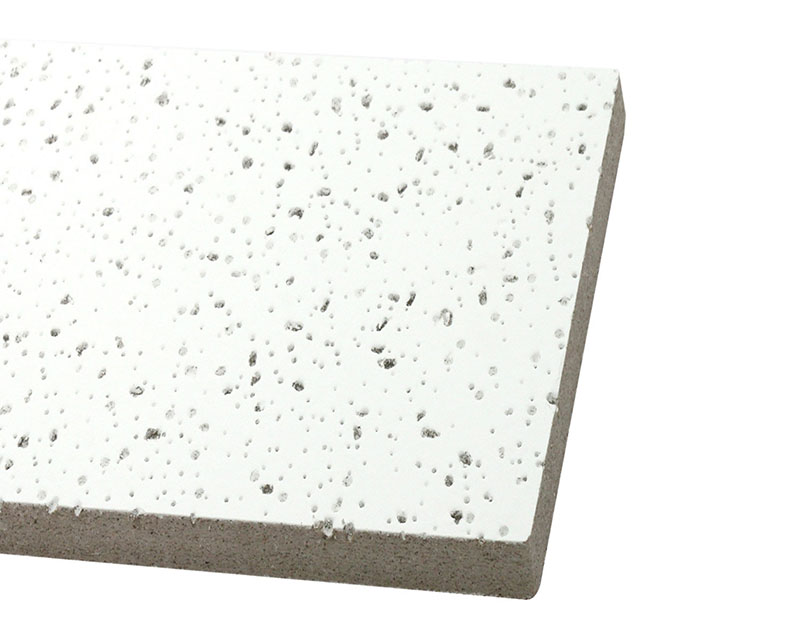 Aspecto de uma placa e forro mineral: Material poroso,portanto bom isolante termoacústico
