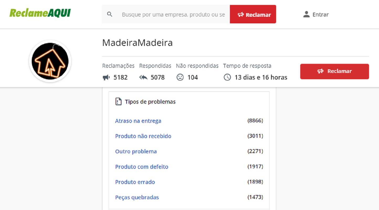 Madeira Madeira no Reclame Aqui