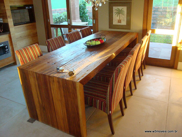Bancada de madeira maciça para sala de jantar