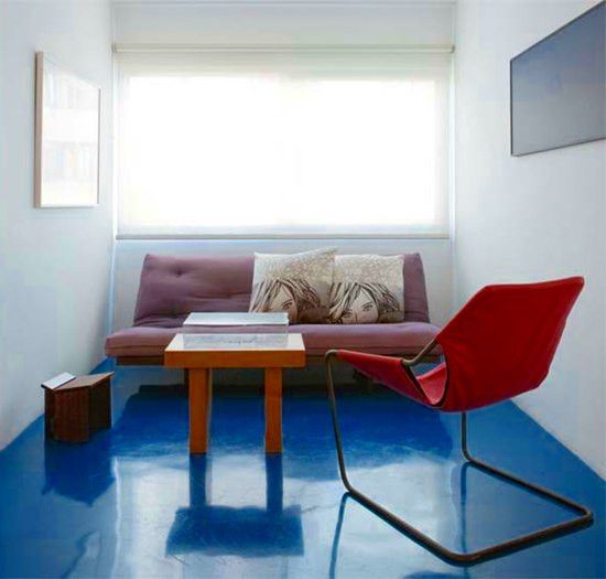 Sala com Cimento Queimado piso colorido