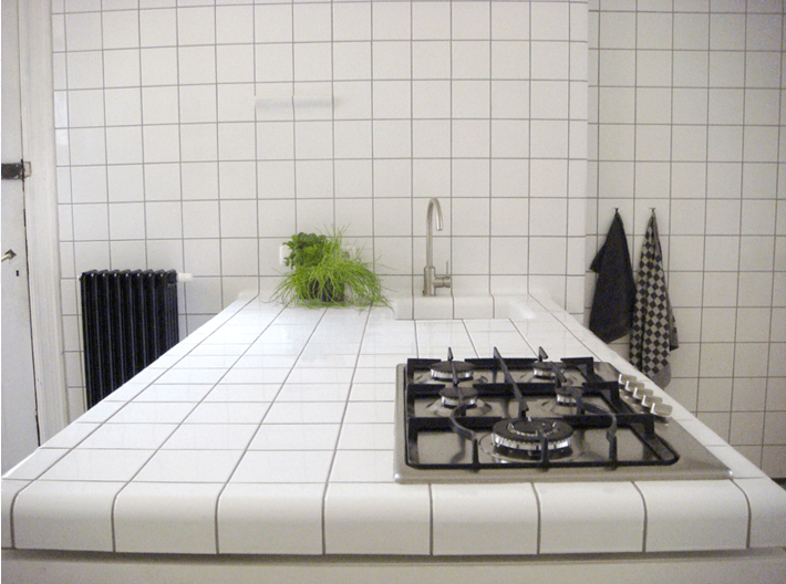 balcão de cozinha de azulejos